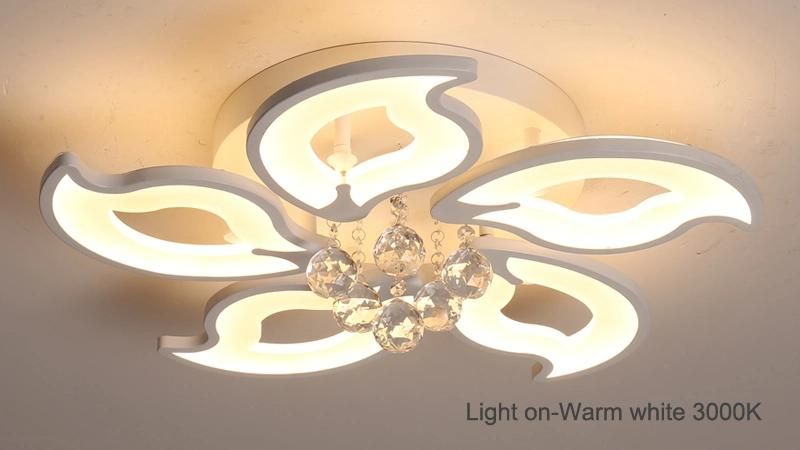 2022 Design 5 Heads Remote Control Flower Shape Acrylic LED Ceiling Lights Lamp Fixture Smart Control
