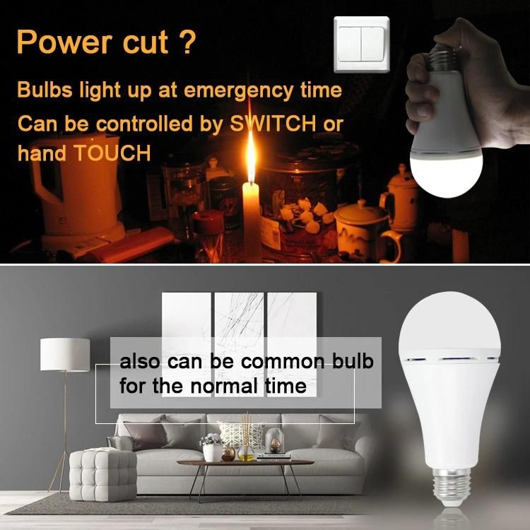 Long Life Touch Light E27 AC DC Rechargeable Emergency LED Light Lamp