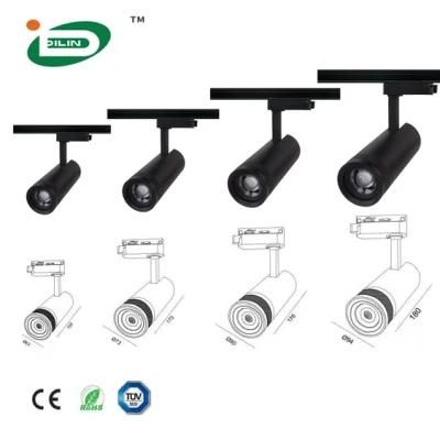 Triac Dimmable LED Track Lights 3phase Zommable Beam Angle Adjust Track Spot Lights for Professional Lighting