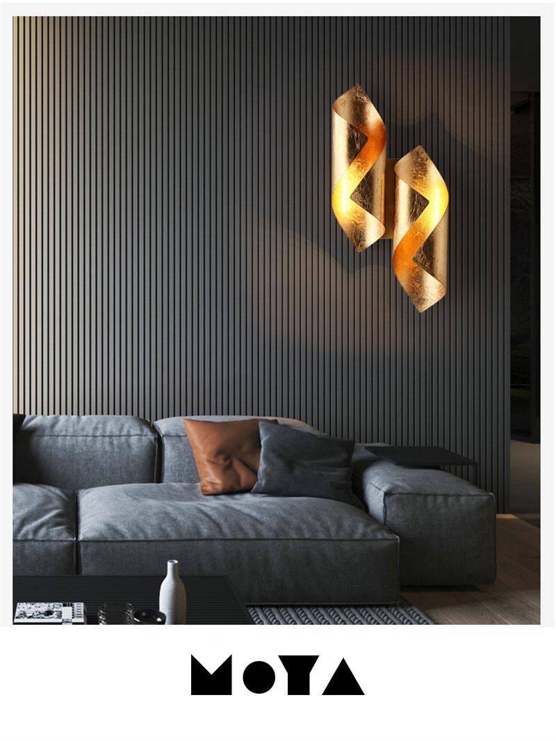 European Style Interior Contemporary Decor Designer Lamp LED Golden Wall Lamp