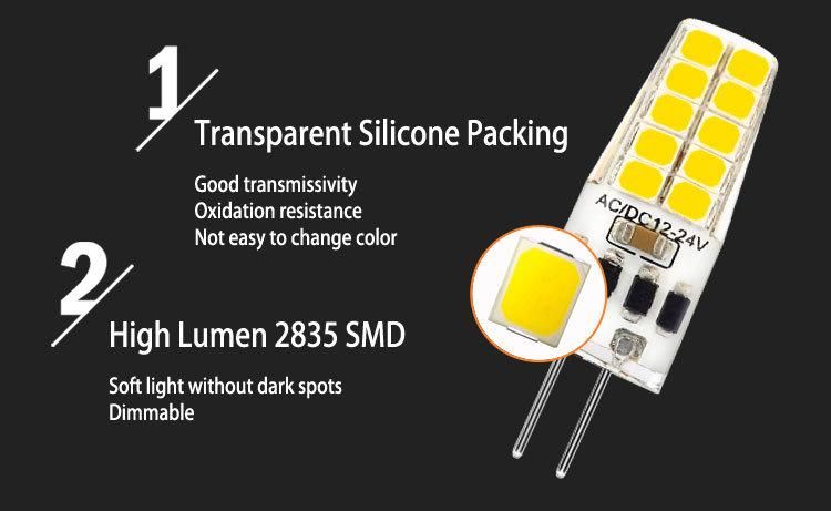 G4 LED Dimmable Bulb 2835 20LED 2.5W 12V 24V for Chandelier Lamp Silicone LED Light