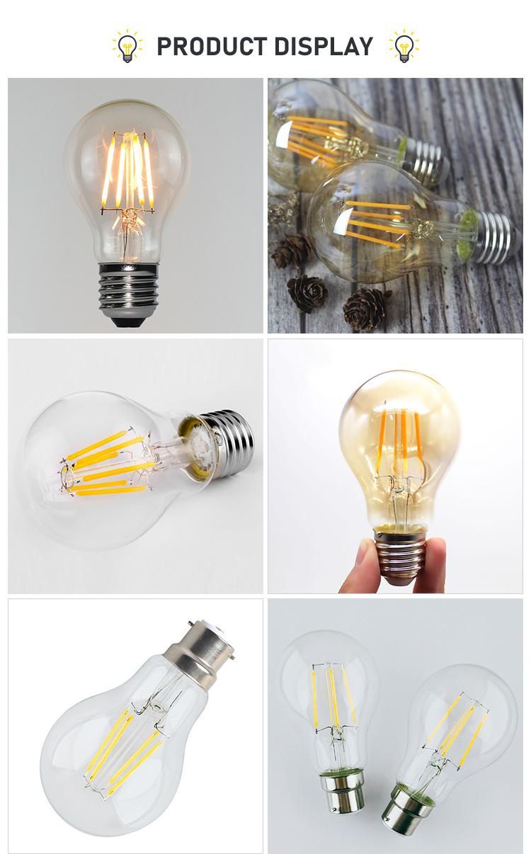 High Quality SKD LED Filament Bulb 4W 6W 8W A60 Wide Beam Angle LED Light for Home Decoration