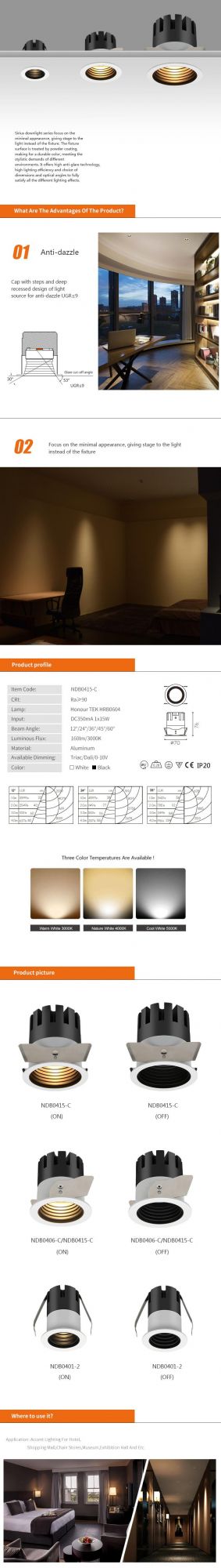 15W High Bright COB Samll Downlight