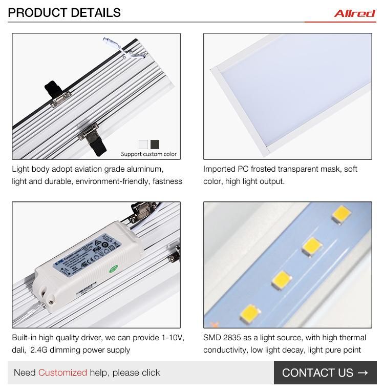 AC200-240V Linkable Aluminum 30W 40W 1.2m 4FT Dimmable Recessed LED Ceiling Linear Light