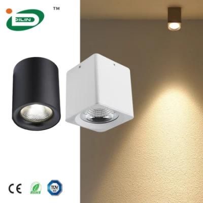 3 and 5 Years Warranty Surface Mounted Square Home Office Black Cylinder LED COB Downlight