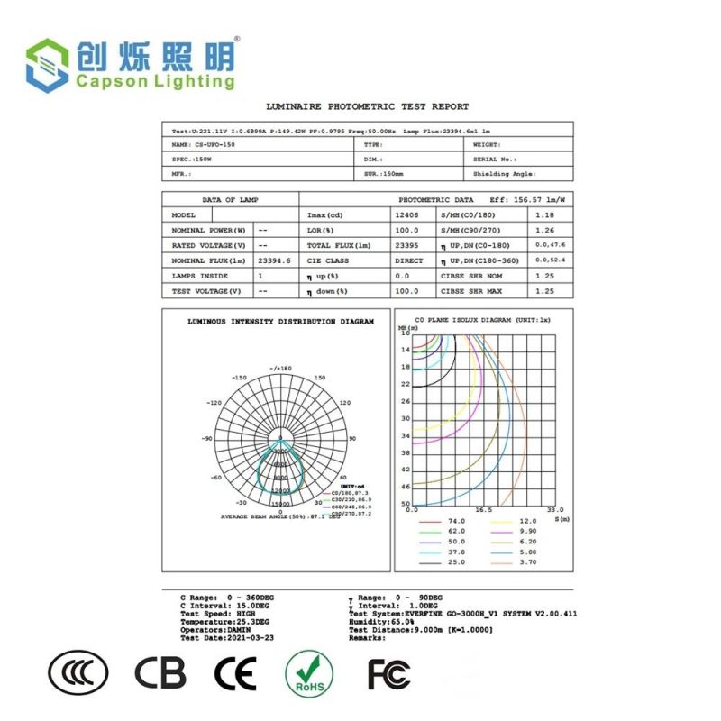 3years Warranty High Lumen 140lm Per Watt 150W Warehourse LED UFO High Bay Light