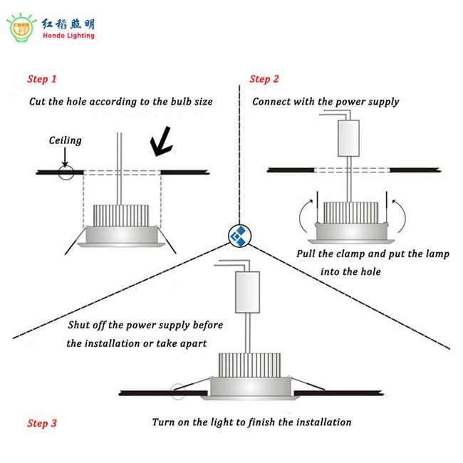 9W High Power Aluminum COB SMD 2835 LED Down Ceiling Spotlight Light for Amusement Park