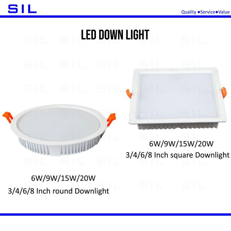 3/4/6/8 Inch Square Indoor Commercial Mall LED Down Light 9W LED Downlight