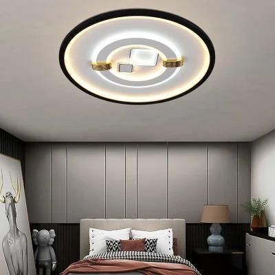 Dafangzhou 122W Light Bedroom Lamp China Supplier Bamboo Flush Mount Light Gray Frame Color Round Ceiling Lamp Applied in Office