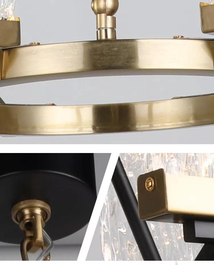 Luxury Modern Styles Copper Color Customize Glass Pendant Lamp LED Chandelier