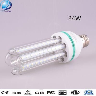 24W E27 4u Highlight Clear Milky Glass U Shape LED Energy Saving Lamp