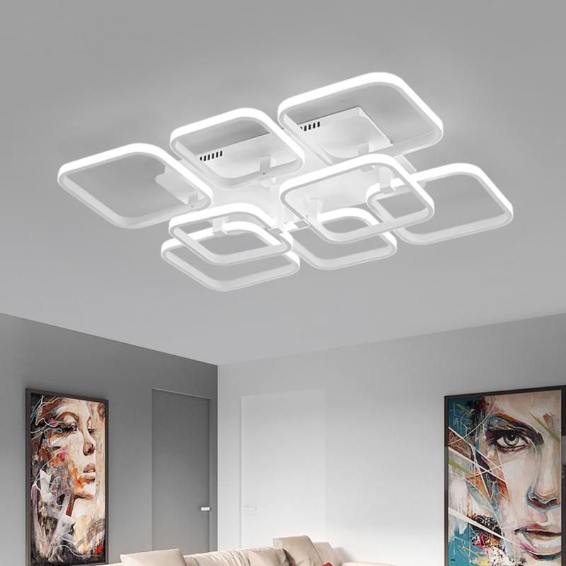 Rectangular Surface Mount Acrylic LED Ceiling Light Modern Dimming Design Living Room Semi Flush Ceiling Lamp