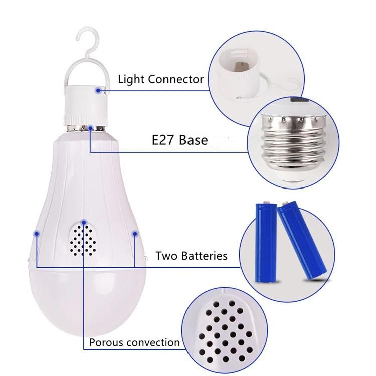 Battery Operated LED Light Bulb 9W LED Bulb E27 B22 Lamp Intelligent LED Emergency Bulb