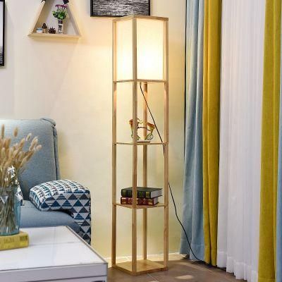 Modern Livingroom Decoration Fabrics Lamp Shade Wood Materials Floor Lamp