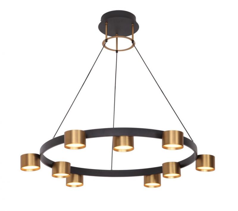 Masivel Lighting Modern LED Chandelier Light Aluminum Black Cylinder Decorative LED Pendant Light