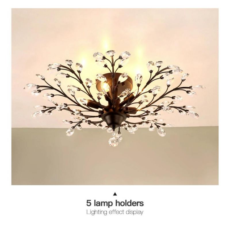 Modern Lamp Luxury Living Room Chandelier Bedroom Lamp Villa Round Creative Aluminum Crystal Lamp