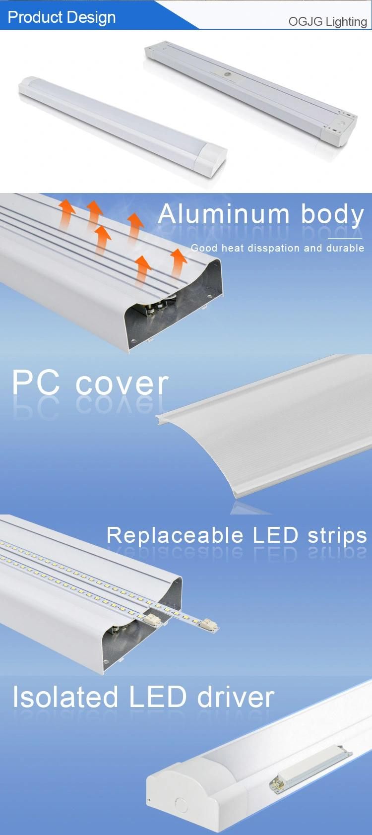 Indoor 40W 60W Office Ceiling Aluminum LED Linear Batten Lamp