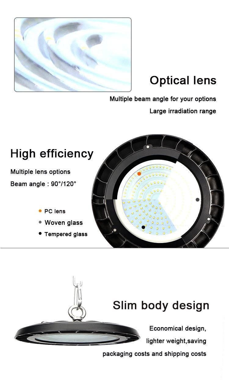 Adjustable Photo Sensor Linear Hot Product LED High Bay Light 100W 150W 200W 19000 Lumen UFO Highbay Light for Warehouse