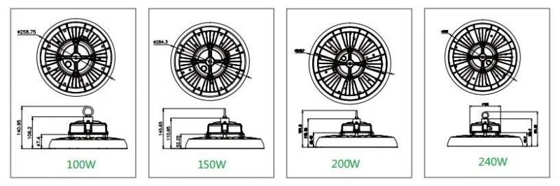 IP65 Microwave Warehouse Lighting 150W UFO LED High Bay Light 5 Years Warranty