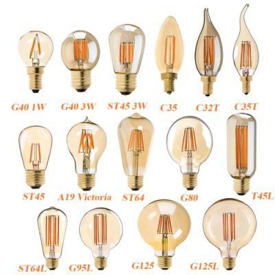 St64 C35 C32t C35t G40 A19 St45 St64 G80 G95 G125 Edison LED Filament Lamp