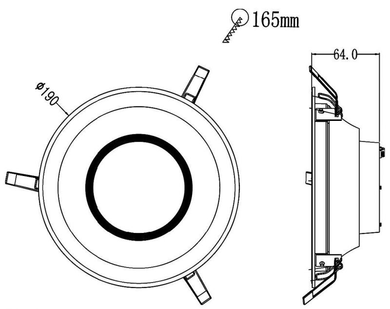 High CRI 97 Ceiling Lighting Recessed Hotel Project IP44 12W Round COB LED Downlight