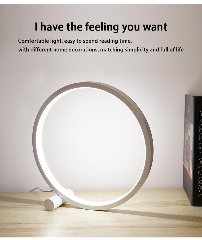 LED Circular Desk Light Touch Button Switch Bedside Black White Round Dimmable LED Table Lamps