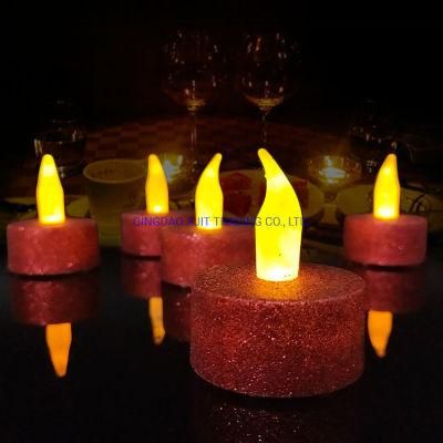 Gold Powder Tea Light Candle, Home Decoration Red LED Tea Light Candle