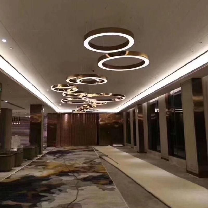 New Design Gold Rings Remote Control LED Hanging Pendant Light Dimmable for Villa