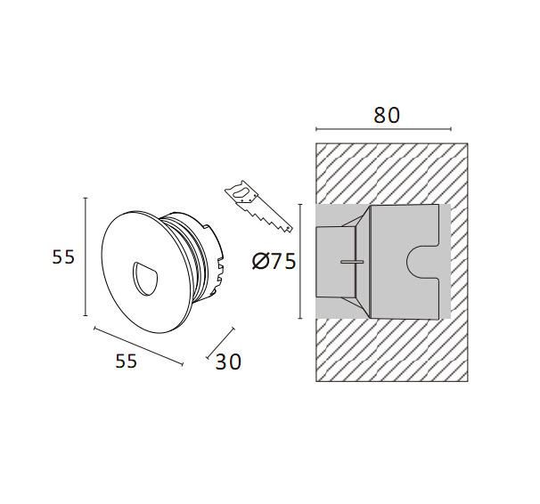 IP44 High Power LED Corridor Walllight Recessed Step Lights Automatic Induction Lamps