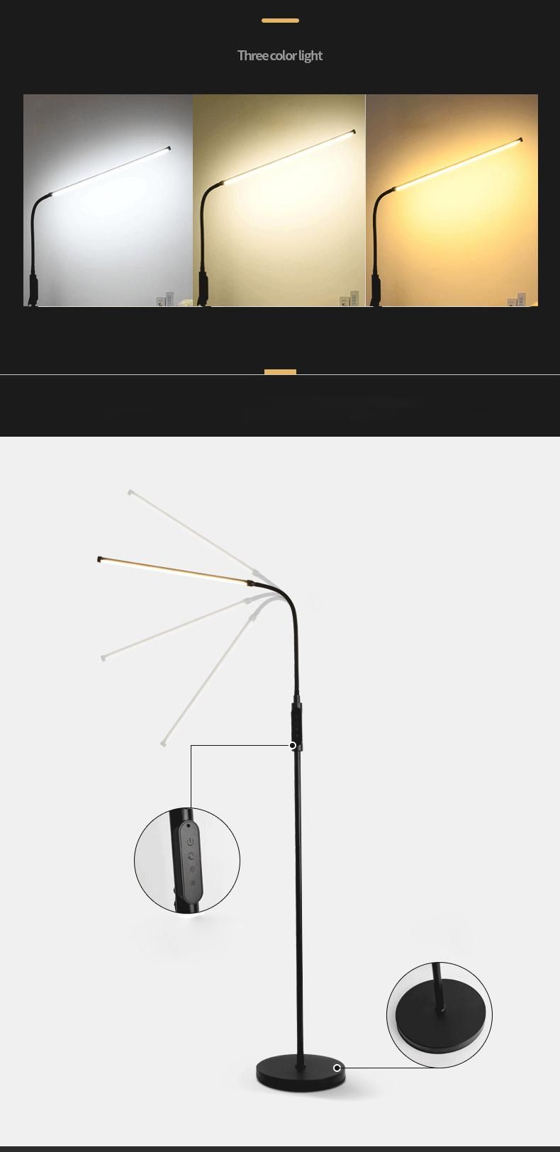 Decorative Metal Base Switch Morden Strip Light Source Simple Indoor LED Floor Lamp