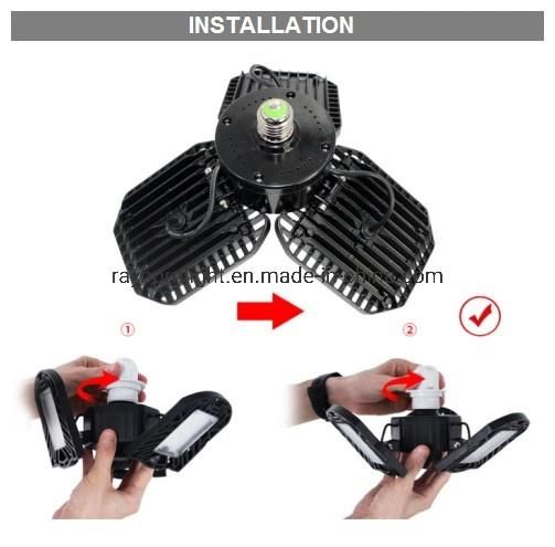 Factory Directly Sale Adjustable Panels Deformable 80W 100W Workshop Ceiling LED Garage Lighting for Warehouse