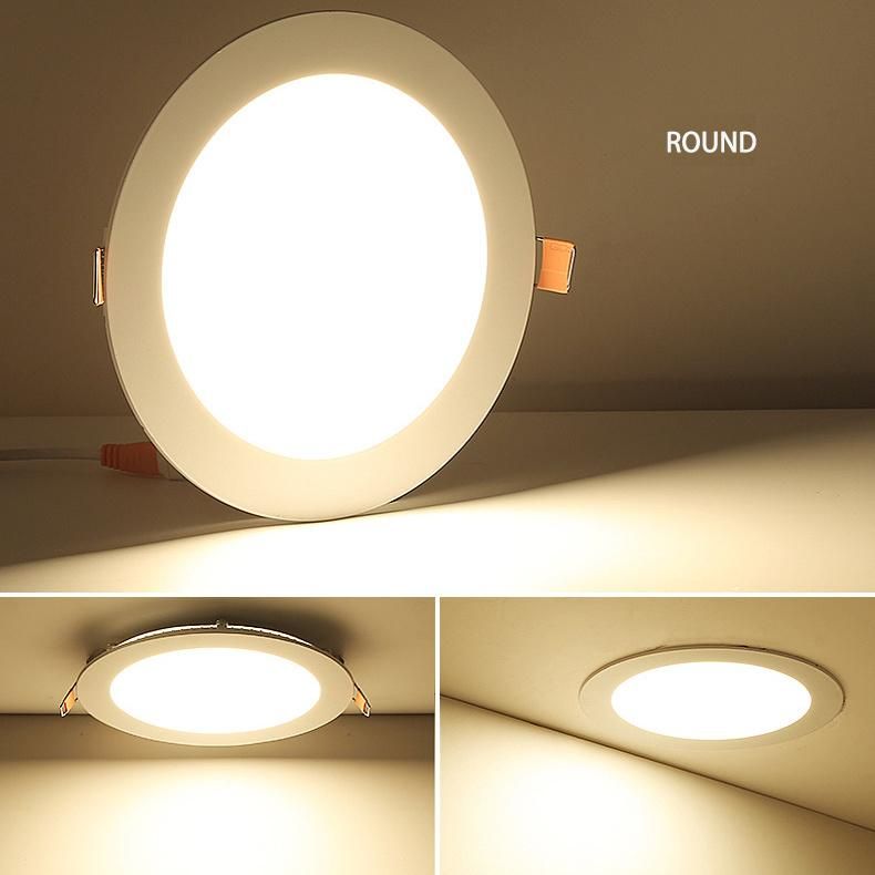 12W Asia South America Cheap Round Ceiling Recessed LED Panel Light for Residential Washroom Bathroom Kitchen Cabinet Balcony Porch, Garage Hotel Office Stores