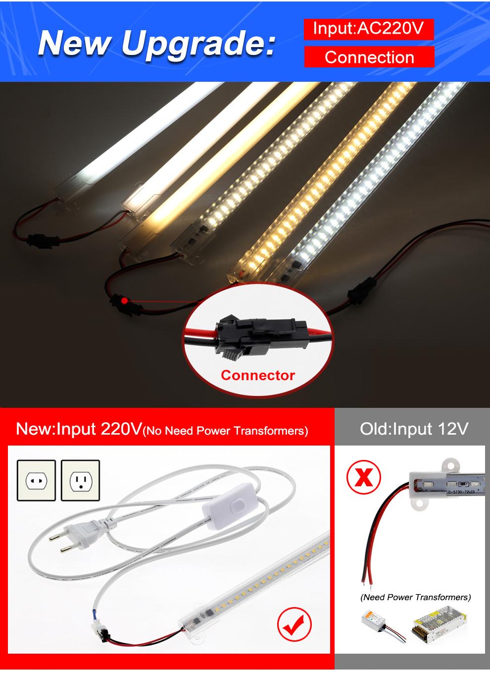 LED Tube Light AC220V 50cm 72LEDs High Brightness Night Bar 2835 Strip Energy Saving Lamp for Home Kitchen Cabinet Wall Decor