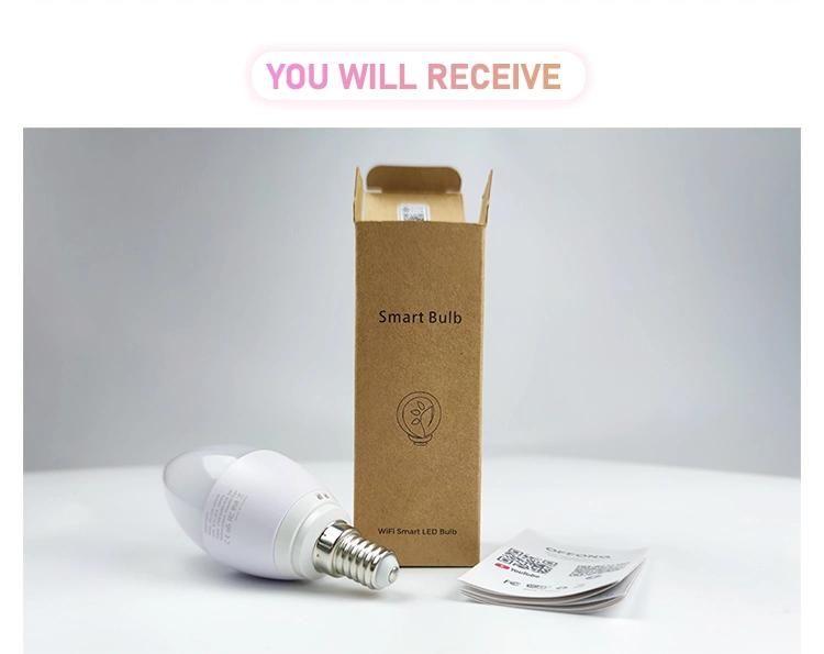 E12 E27 Base 5W C37 Smart LED Candle Bulb