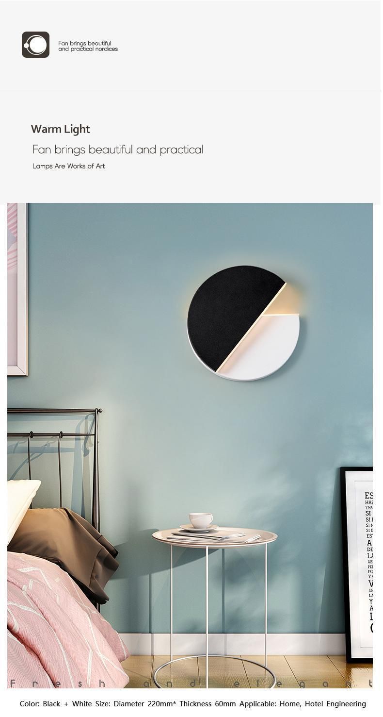 Nordic Creative LED Wall Lamp Modern Indoor Wall Lamp Decorate Bedroom Bedside Lamp Round Rotatable Wall Lamp