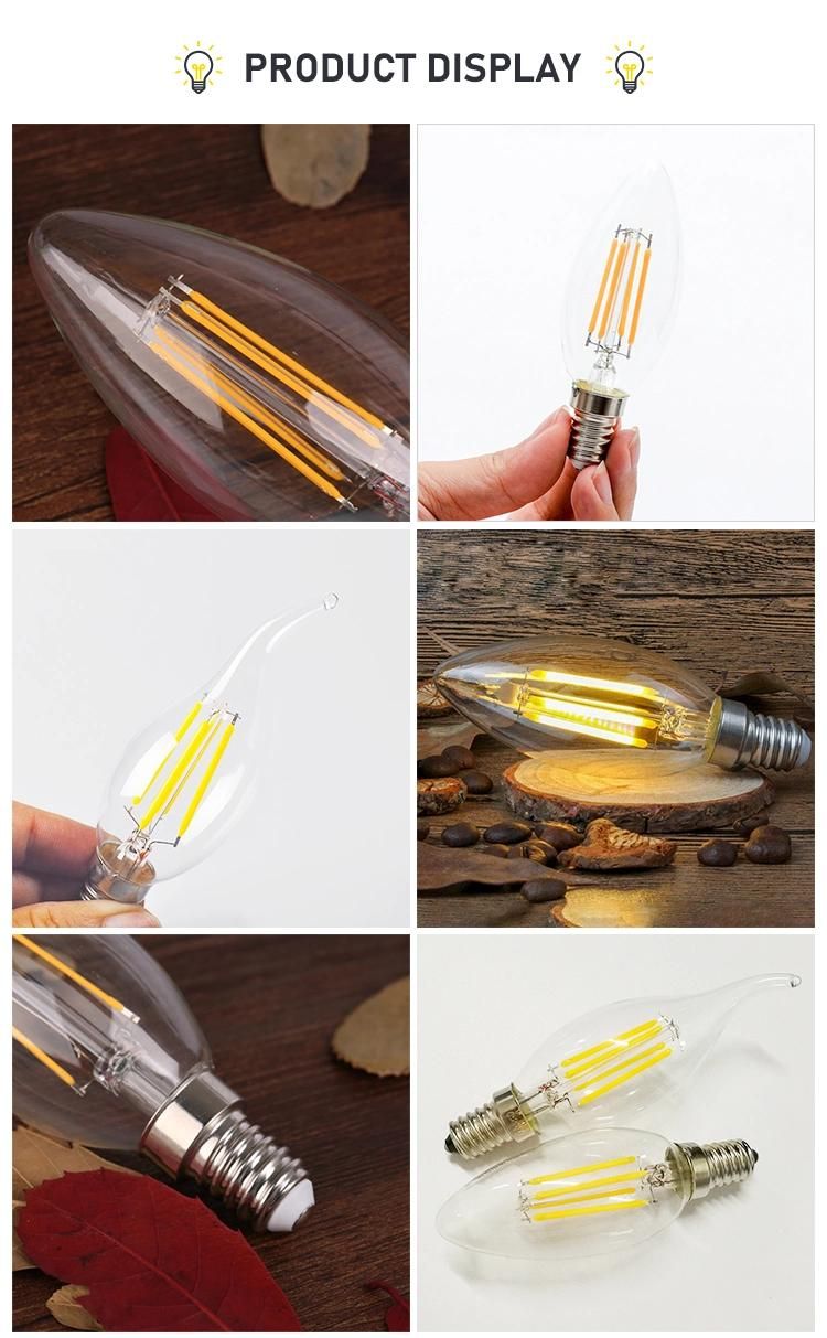 C35 Dimmable 360 Degree 2W/4W/6W/8W Filament Light LED Candle Bulb