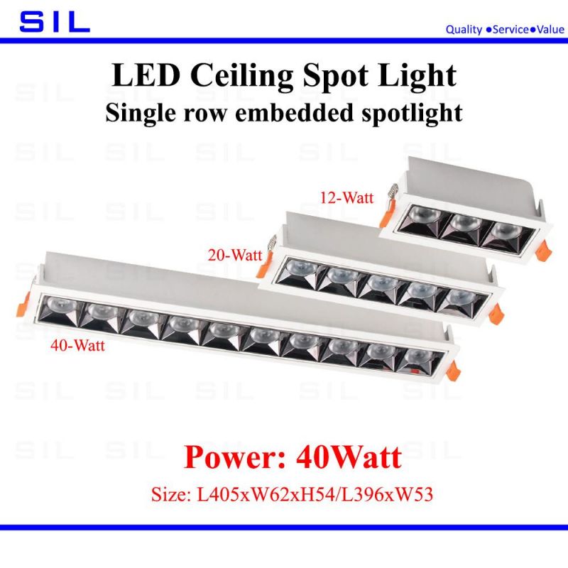 20W Die Casting Heat Dissipation Structured LED Single Row Embedded Spotlight