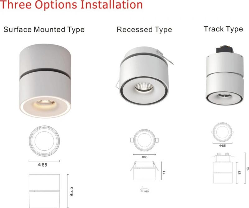 Adjustable and Rotatable Ceiling Surface Include Driver COB LED Recessed Downlight