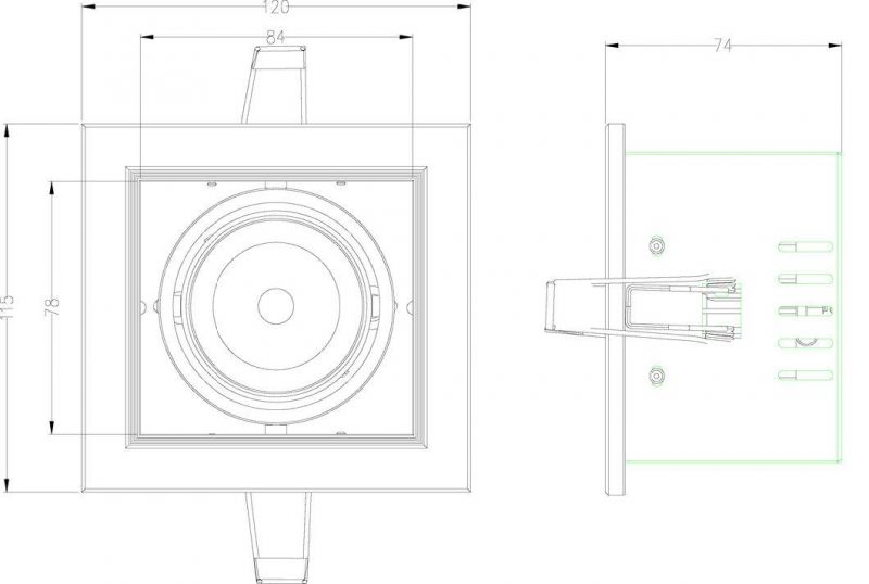 Square Embedded Art Gallery Museum Indoor 5W Single Head Downlight Ceiling Spotlights LED Grille Light