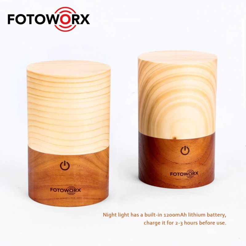 Wood Table Night Light Touch Beside Lamp for Reading