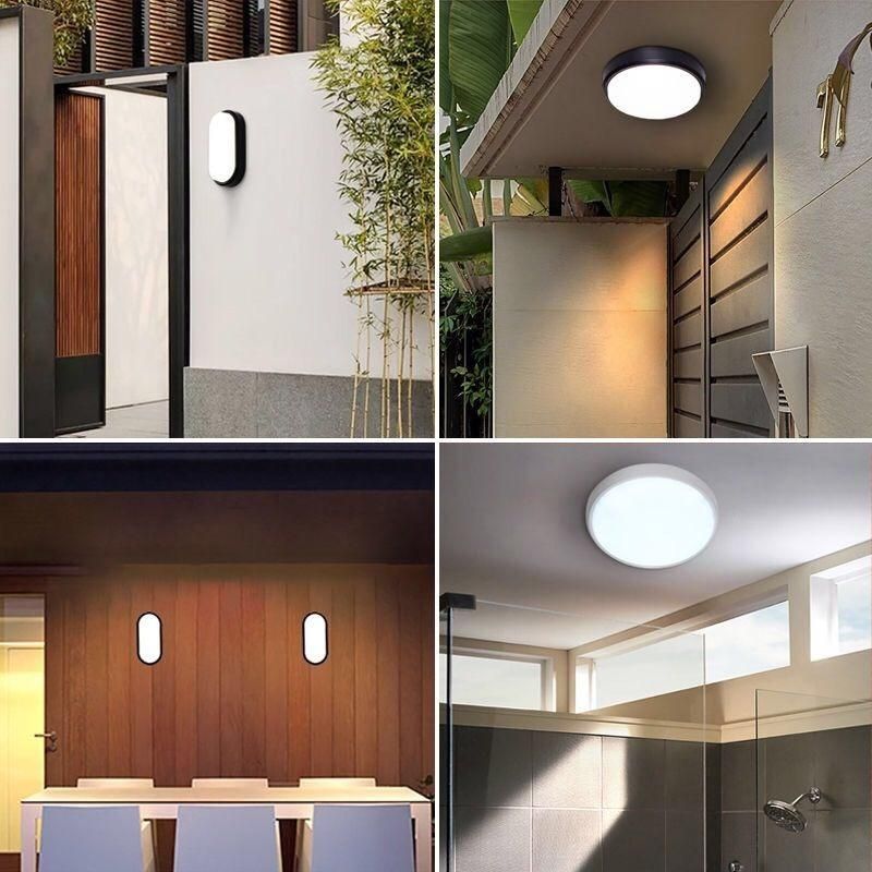 Waterproof IP65 ABS Round Oval White Fixture Outdoor LED Ceiling Light CE RoHS