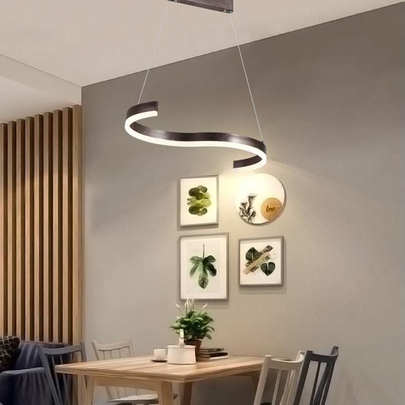 Aluminum Room Acrylic Modern S Shape LED Pendant Light Chandelier Hanging Adjustable