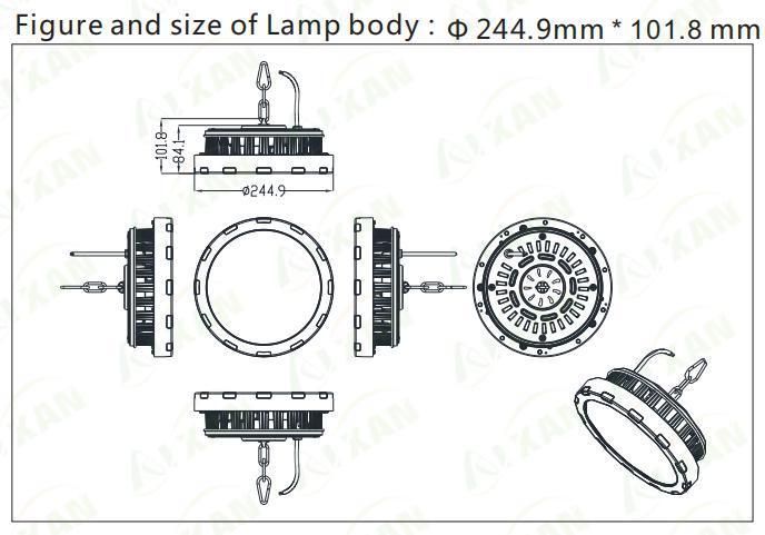 IP44 Indoor Outdoor Warehouse Lamp 150W UFO LED High Bay Light