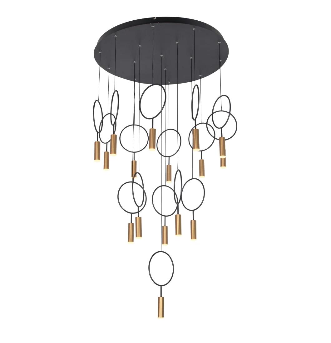 Masivel Black Modern LED Lights Living Room Decor Chandelier Light