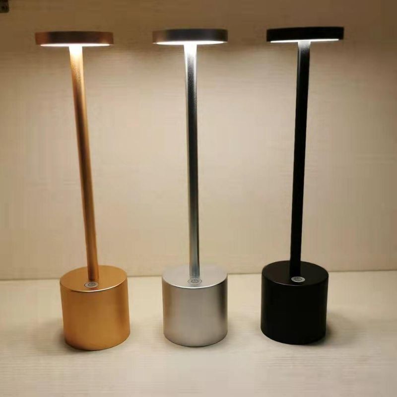 Hot Selling Aluminium Alloy LED Dining Table Lamp KTV Bar Restaurant Night Club Cordless Wireless Touch Control Lamp Light with Rechargeable Battery Built in