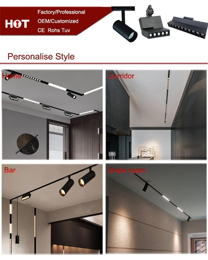 2020 Project New Trend DC 48V Linear Spot Magnetic 2700-6500K LED COB Track Lights System