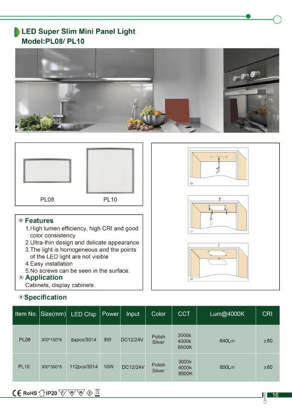 DC12/24V LED Under Cabinet Lighting Super Slim LED Mini Panel Light