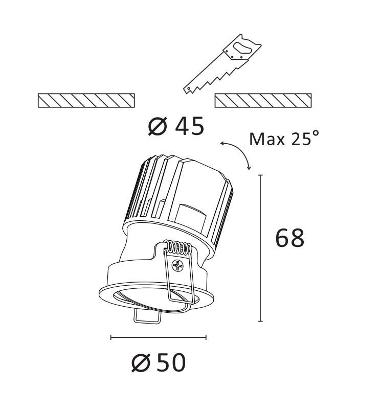 IP20 Venezina High Quality Factory Price for Recessed LED Down 6W/10W IP20 Light