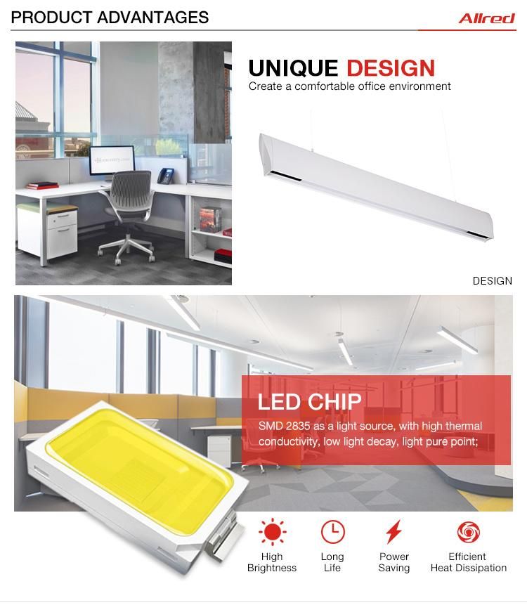 LED Suspended Linear Architectural Lighting Pendant CCT Adjustable 3000K-6000K Dimmable 40W ETL Linear LED Light