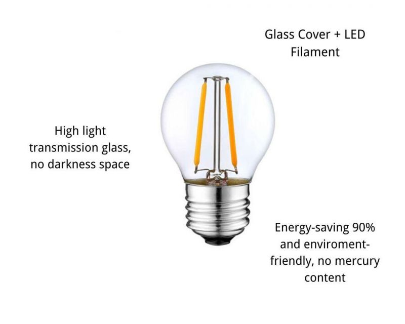 Easy Installation Decorative Filament Lamps G45-4W with High Light Transmittance E14 E27